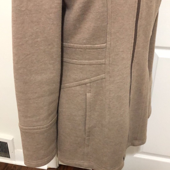 Sebby Collection Taupe Heathered/Nutmeg Colored Hooded Jacket - Size Medium - Picture 6 of 9